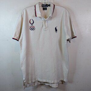 POLO RALPH LAUREN POLO SHIRT 2008 BEIJING OLYMPICS L WHITE Y2K